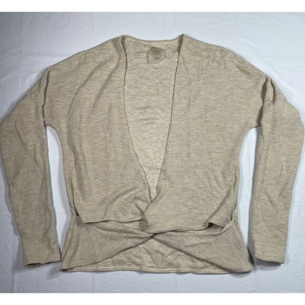 DYI Beige Ribbed Wrap Cardigan Long Sleeve‎ Lightweight Sweater Size XS/S